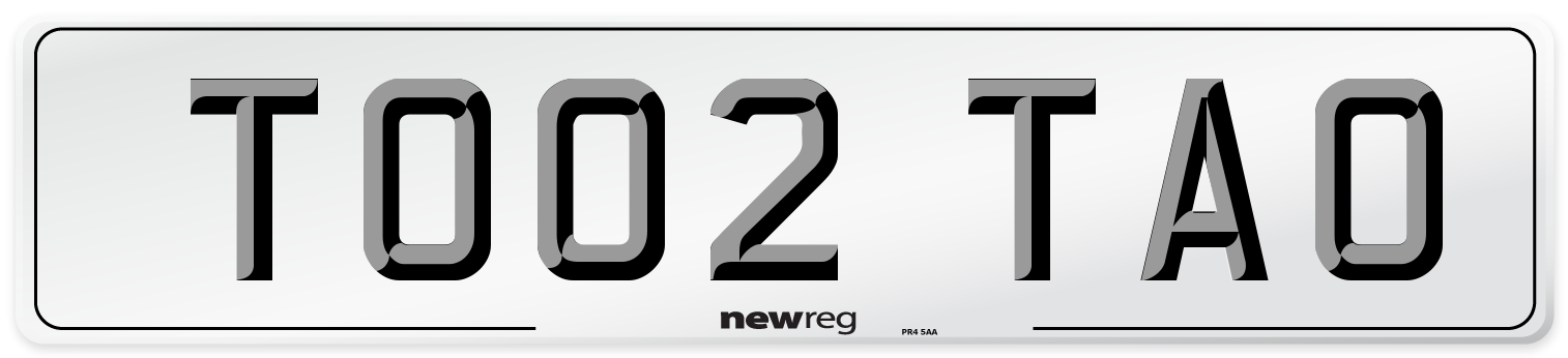 TO02 TAO Number Plate from New Reg